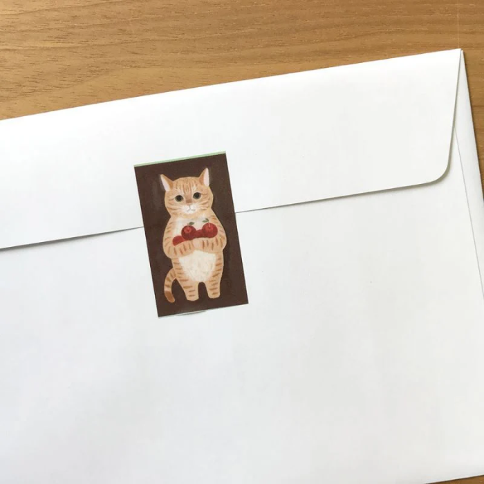 4Legs washi tape titled 'Cats B,' featuring cute cat illustrations in various poses, Japanese stationery ideal for adding a playful touch to planners, journals, and crafts.