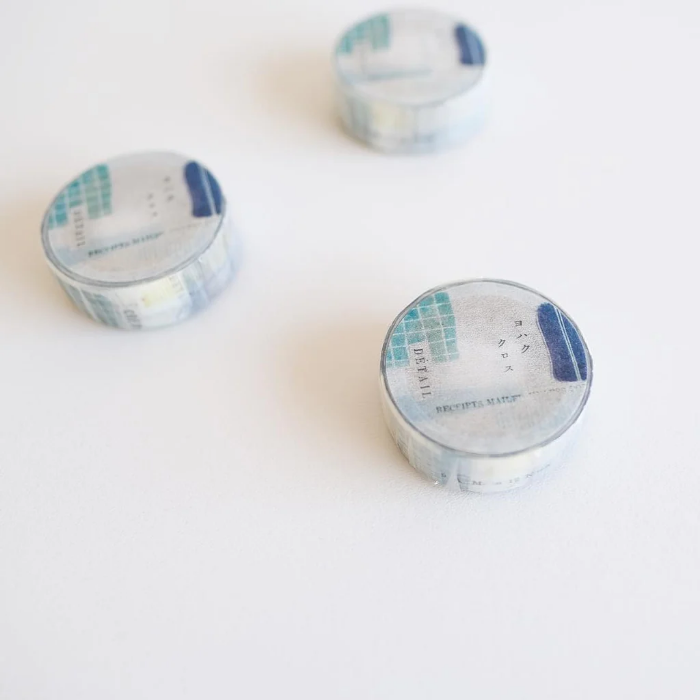 YOHAKU washi tape titled 'Cross' (Y-141), featuring a minimalist cross pattern in neutral tones, Japanese stationery ideal for adding a subtle, modern touch to planners, journals, and creative projects.