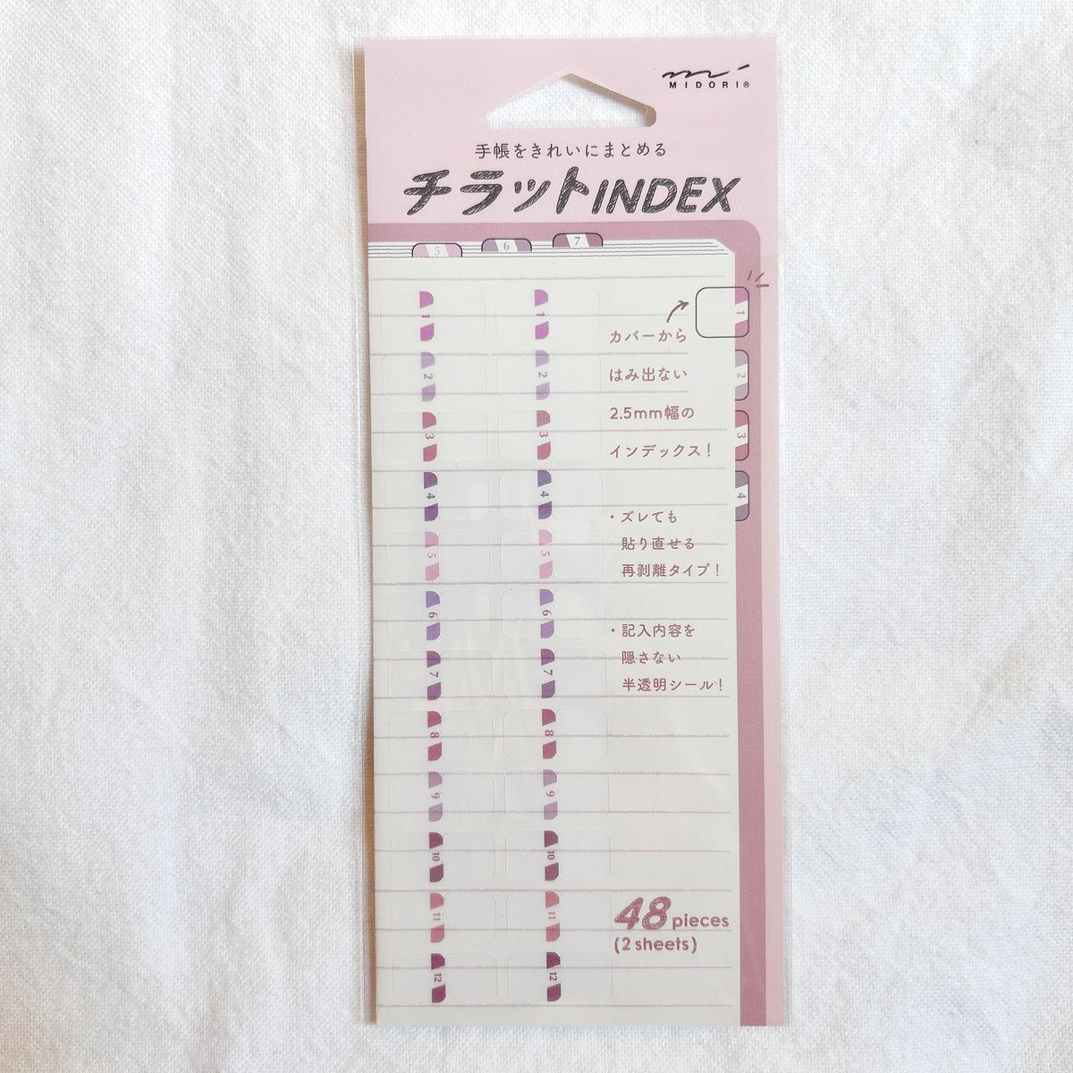 Midori Index Label - Numbers - Pink