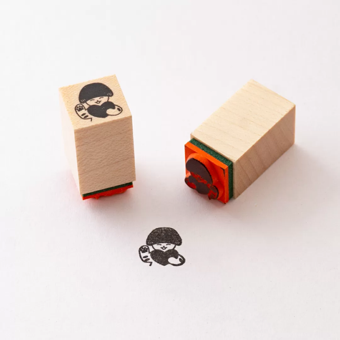 4Legs mini rubber stamp titled 'Mushroom Cat Big Love,' featuring an adorable cat with a mushroom cap, Japanese stationery ideal for adding cute, whimsical designs to planners, journals, and crafts.