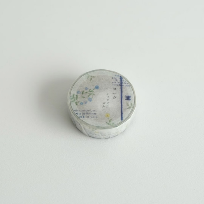 YOHAKU washi tape titled 'Encyclopedia of Plants and Flowers' (Y-154), featuring detailed botanical illustrations of plants and flowers in earthy tones, Japanese stationery ideal for adding an elegant, vintage touch to planners, journals, and crafts.