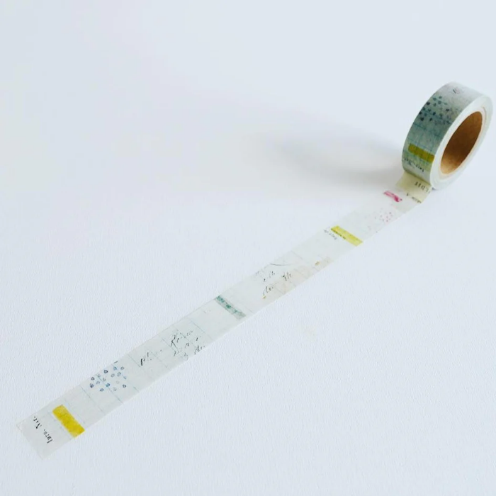 YOHAKU washi tape titled 'Future' (Y-091), featuring a vibrant collage design with yellow, green, and pink hues complemented by elegant script, perfect for adding a creative, colorful touch to planners, journals, and artistic projects.