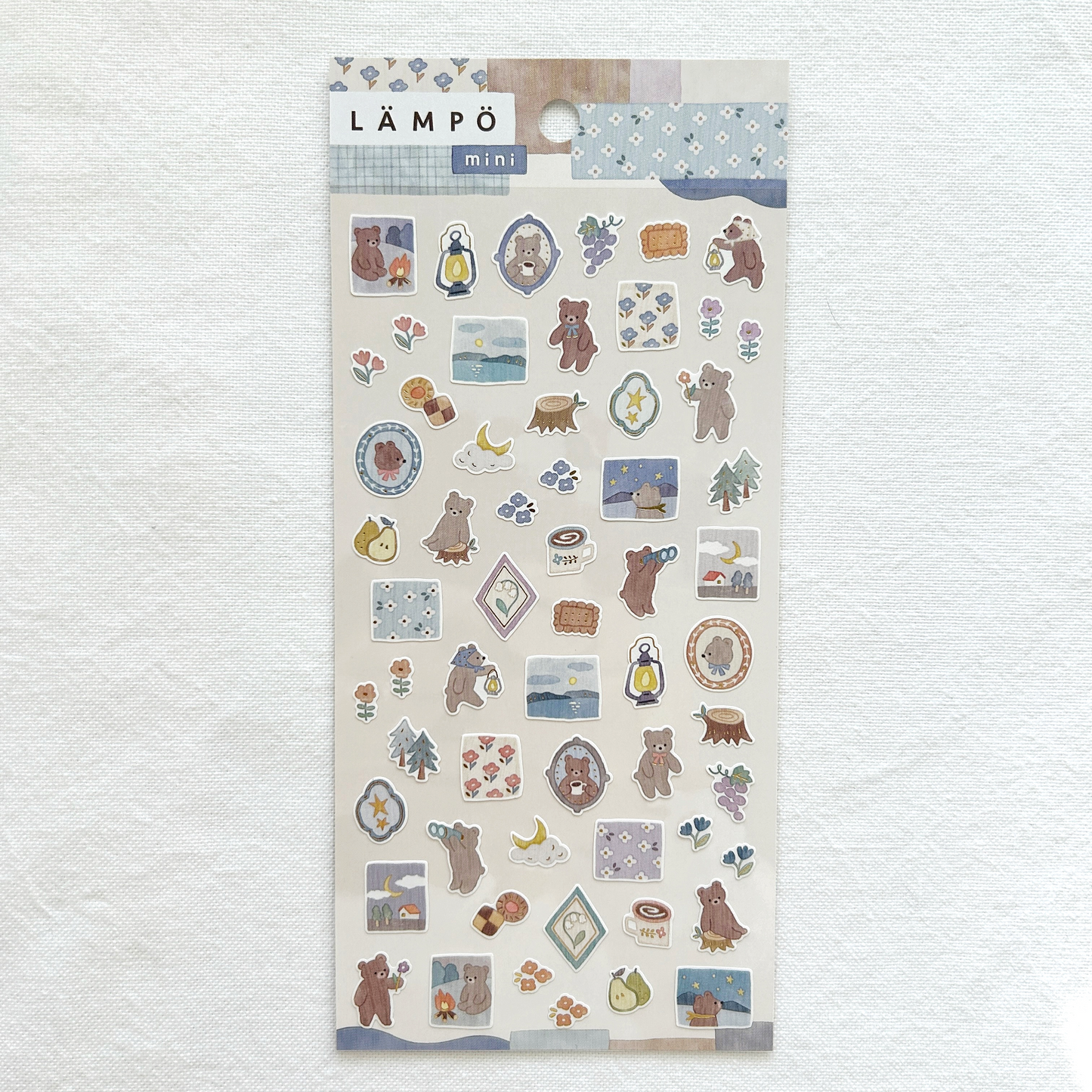 Mind Wave Lampo - Bear and Starry Sky sticker sheet. Perfect for journaling, scrapbooking, bullet journal, and creative craft projects.