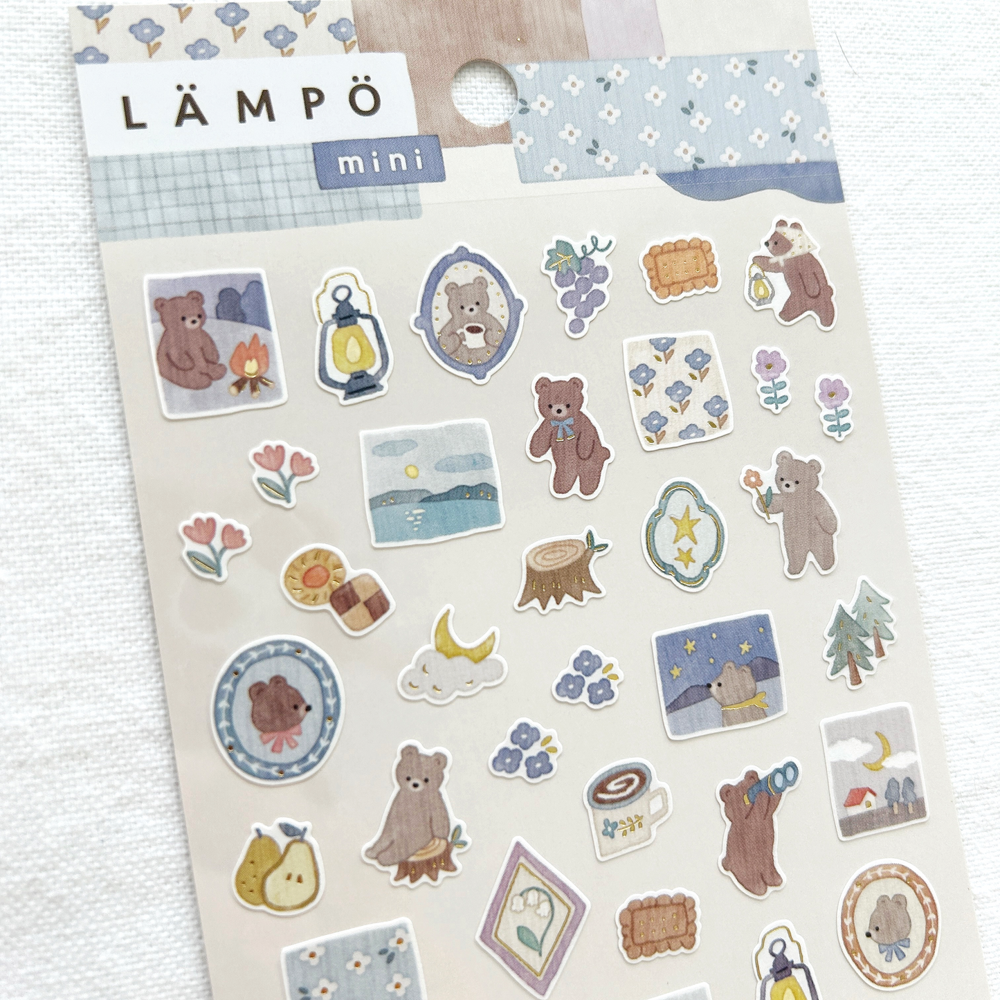 Mind Wave Lampo - Bear and Starry Sky sticker sheet. Perfect for journaling, scrapbooking, bullet journal, and creative craft projects.