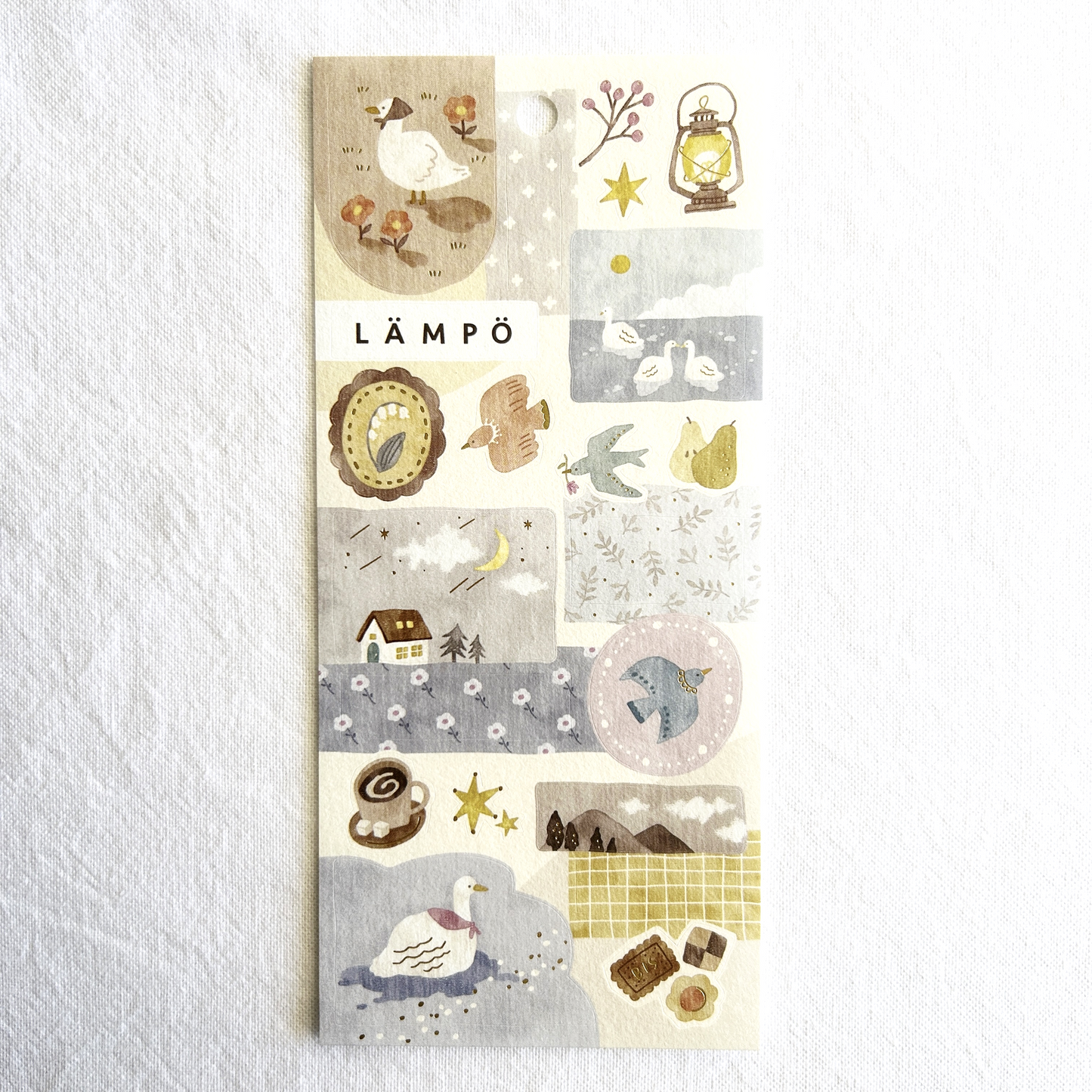 Mind Wave Lampo - Birds and The Starry Night Sky sticker sheet. Perfect for adding a touch of nighttime magic to journals, planners, and scrapbooks.