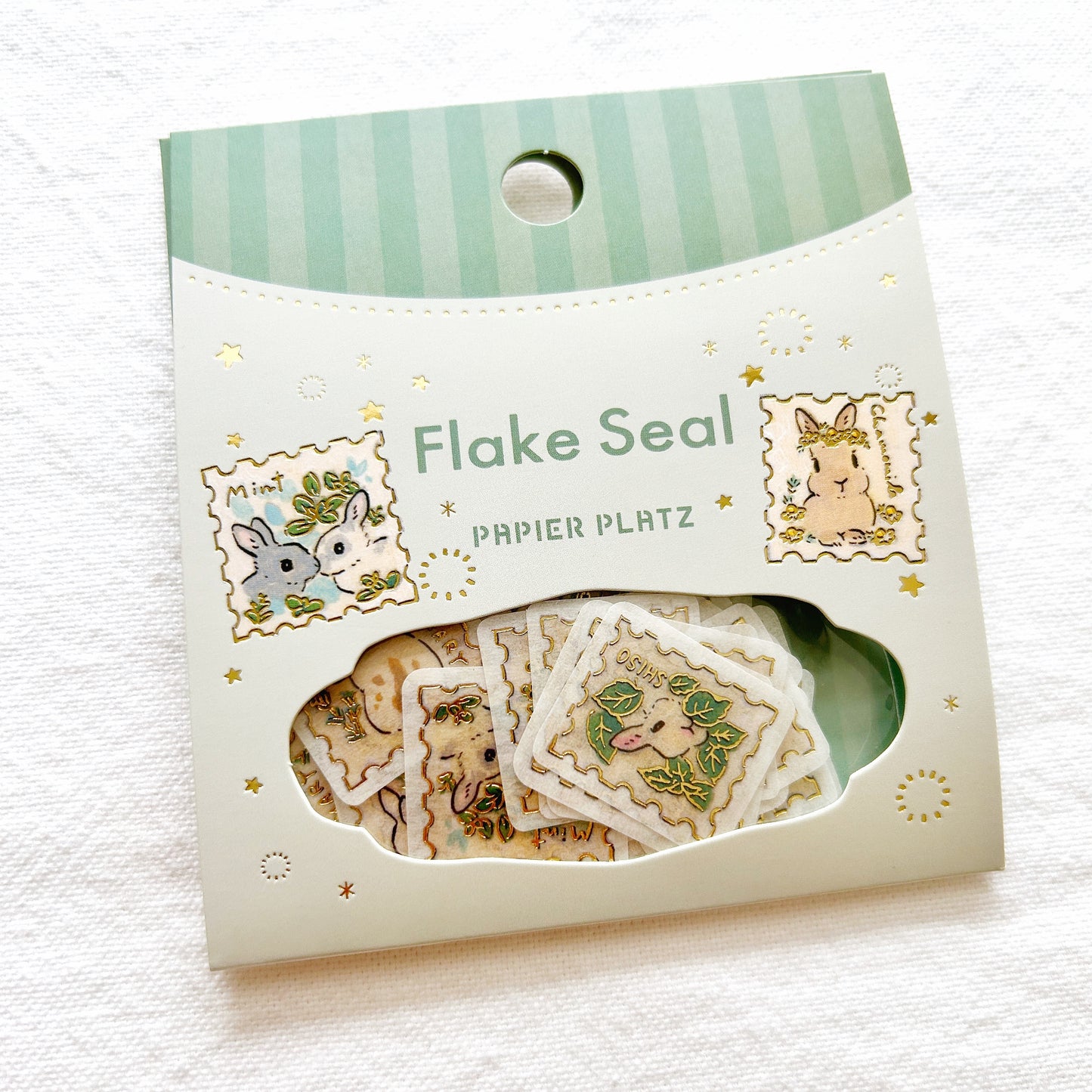 Papier Platz Gold Foil Flake Sticker - Bunnies Stamp Style (37-888)