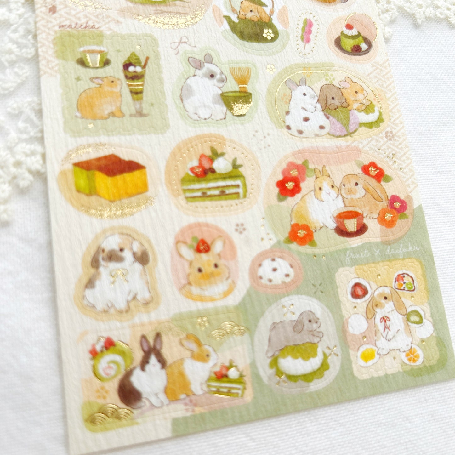 NB Gold Foil Stickers - Bunny and Japanese Sweets