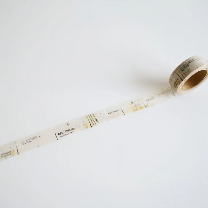 YOHAKU washi tape titled 'Memory' (Y-138), showcasing nostalgic, vintage-style designs with text and faded illustrations, perfect for adding an antique, sentimental touch to planners, journals, and crafts.