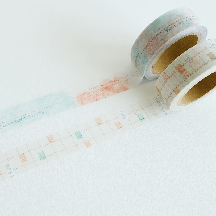 YOHAKU washi tape titled 'Hilsagari' (Y-102), featuring minimalist, nature-inspired patterns in earthy tones, Japanese stationery ideal for adding a serene, organic touch to planners, journals, and crafts.