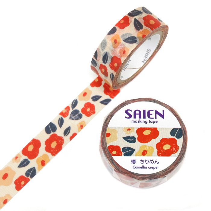 This washi tape captures the timeless elegance of camellia flowers, delicately illustrated on a soft crepe-like background. Perfect for journaling, scrapbooking, gift wrapping and craft projects.