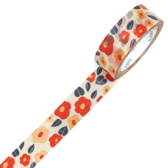 This washi tape captures the timeless elegance of camellia flowers, delicately illustrated on a soft crepe-like background. Perfect for journaling, scrapbooking, gift wrapping and craft projects.