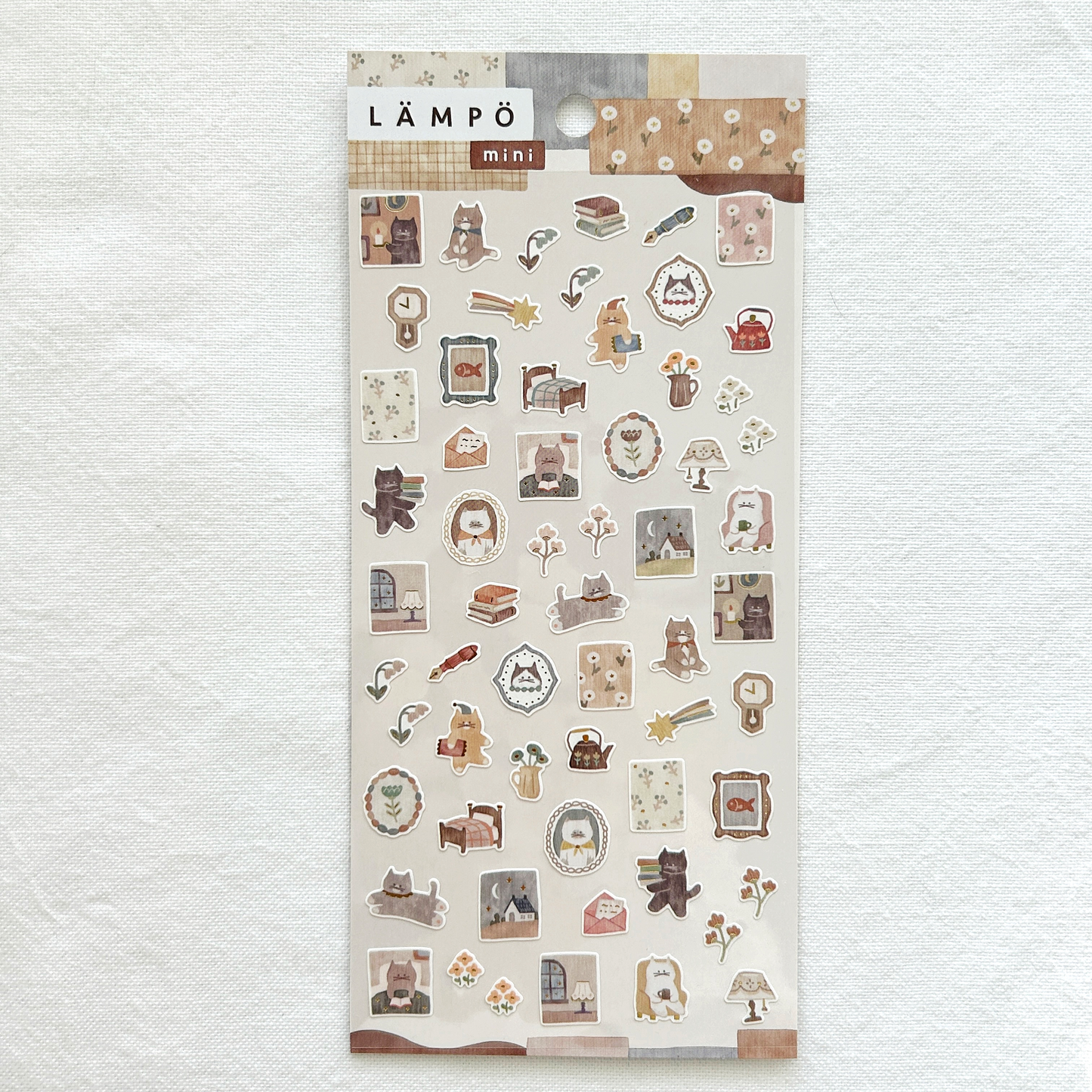 Mind Wave Lampo - Cat and Night sticker sheet. Perfect for journaling, scrapbooking, bullet journal, and creative craft projects.