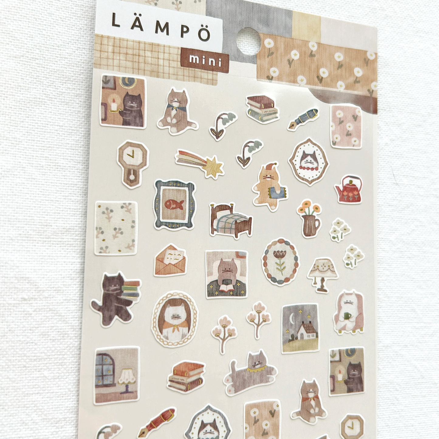 Mind Wave Lampo - Cat and Night sticker sheet. Perfect for journaling, scrapbooking, bullet journal, and creative craft projects.