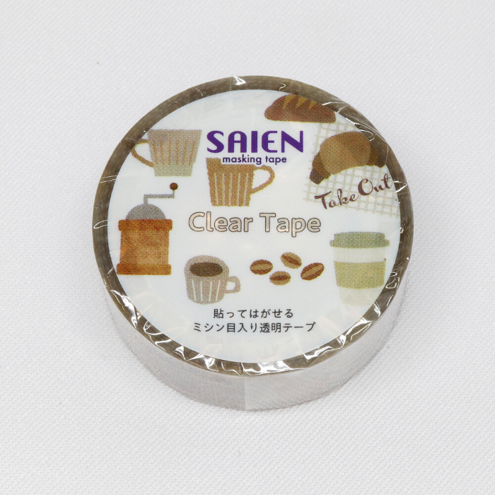 Saien Clear Tape - Coffee Break invites you to savor the cozy charm of your favorite café moments. With delightful illustrations of steaming coffee cups, pastries, and other warm café-inspired elements, this transparent tape effortlessly layers over any surface.