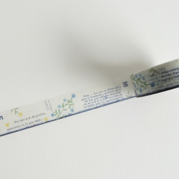 YOHAKU washi tape titled 'Encyclopedia of Plants and Flowers' (Y-154), featuring detailed botanical illustrations of plants and flowers in earthy tones, Japanese stationery ideal for adding an elegant, vintage touch to planners, journals, and crafts.