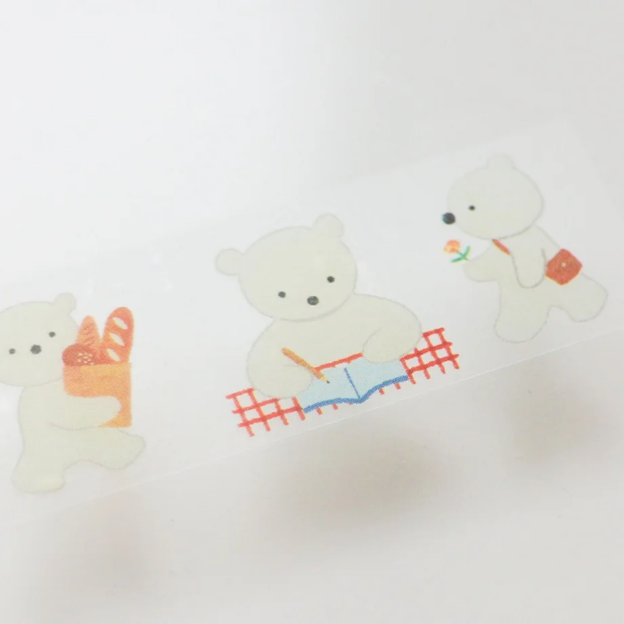 Mariko Fukuoka masking tape titled 'One Day,' featuring illustrations of daily life scenes with cozy details, Japanese stationery perfect for adding charm to planners, journals, and crafts.