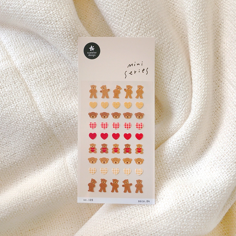 Bears and heart stickers.