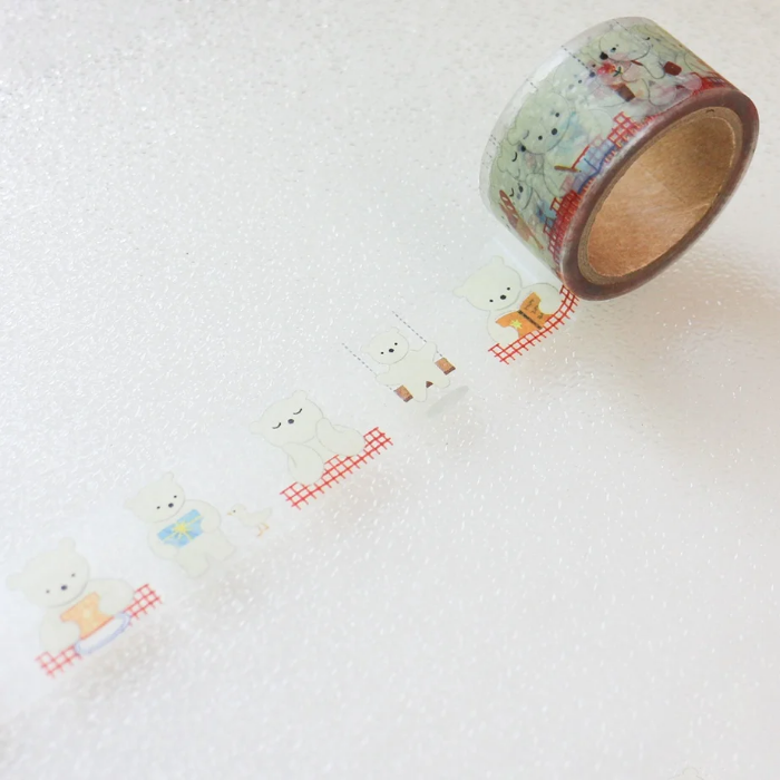 Mariko Fukuoka masking tape titled 'One Day,' featuring illustrations of daily life scenes with cozy details, Japanese stationery perfect for adding charm to planners, journals, and crafts.