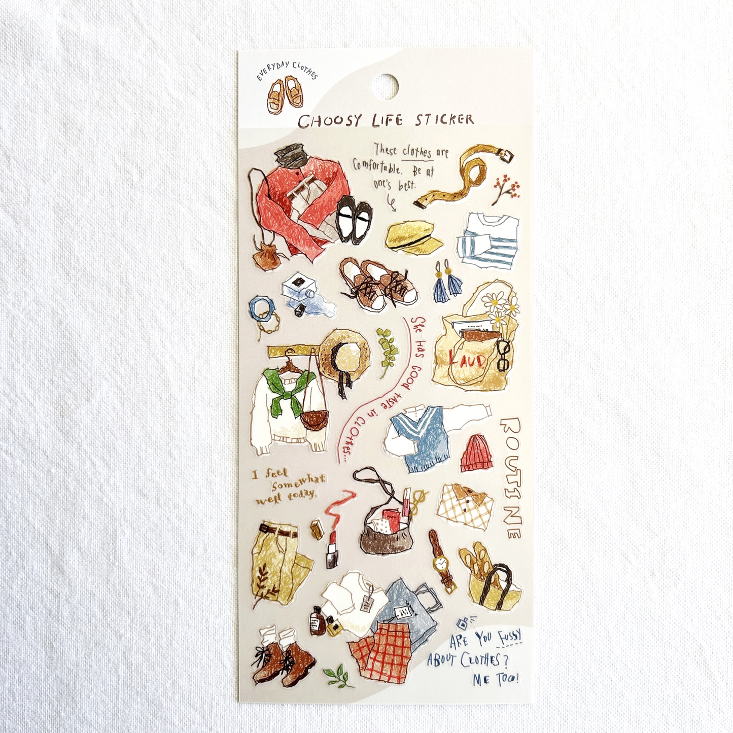 Mind Wave Choosy Life - Everyday Clothes sticker sheet. Perfect for planners, journals, or scrapbooks.
