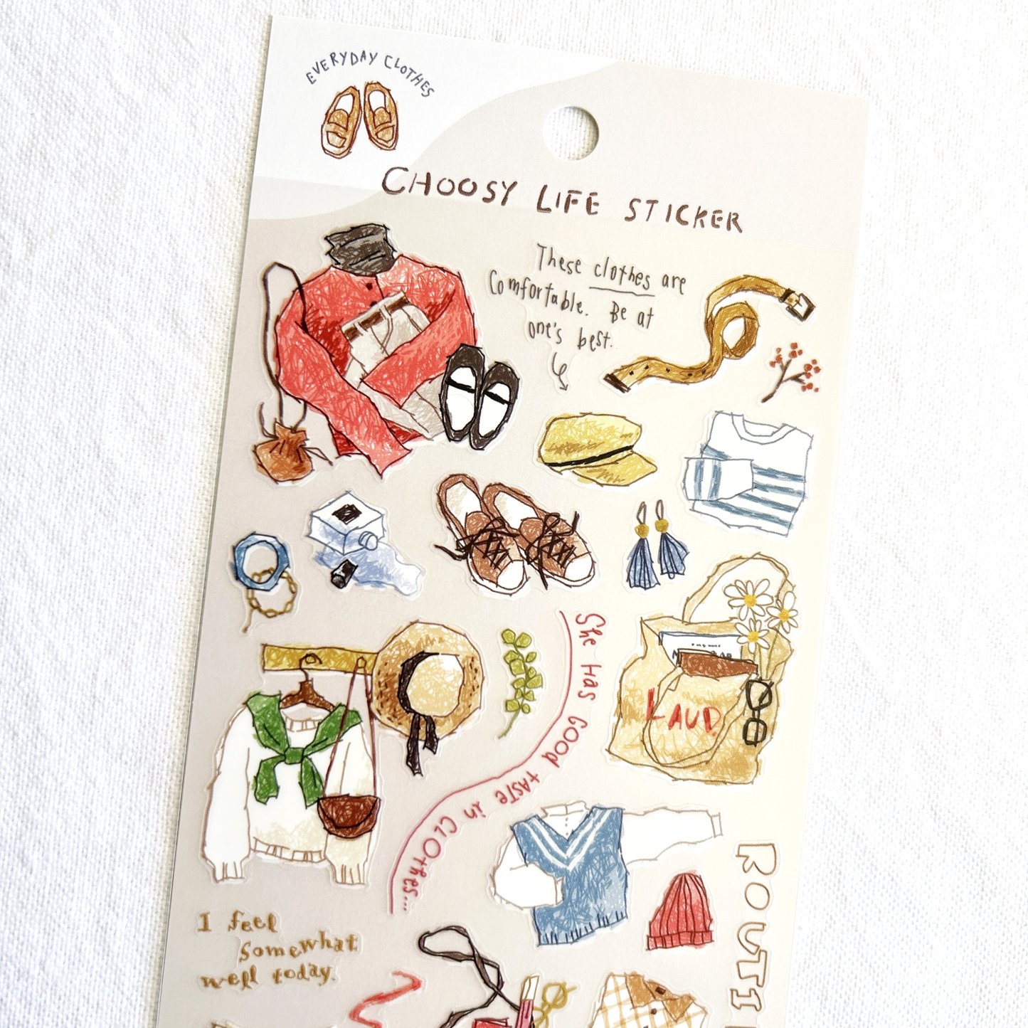 Mind Wave Choosy Life - Everyday Clothes sticker sheet. Perfect for planners, journals, or scrapbooks.