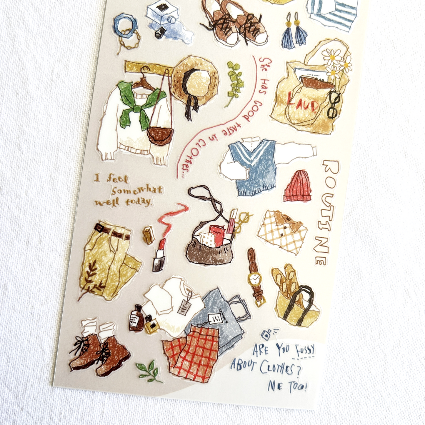 Mind Wave Choosy Life - Everyday Clothes sticker sheet. Perfect for planners, journals, or scrapbooks.