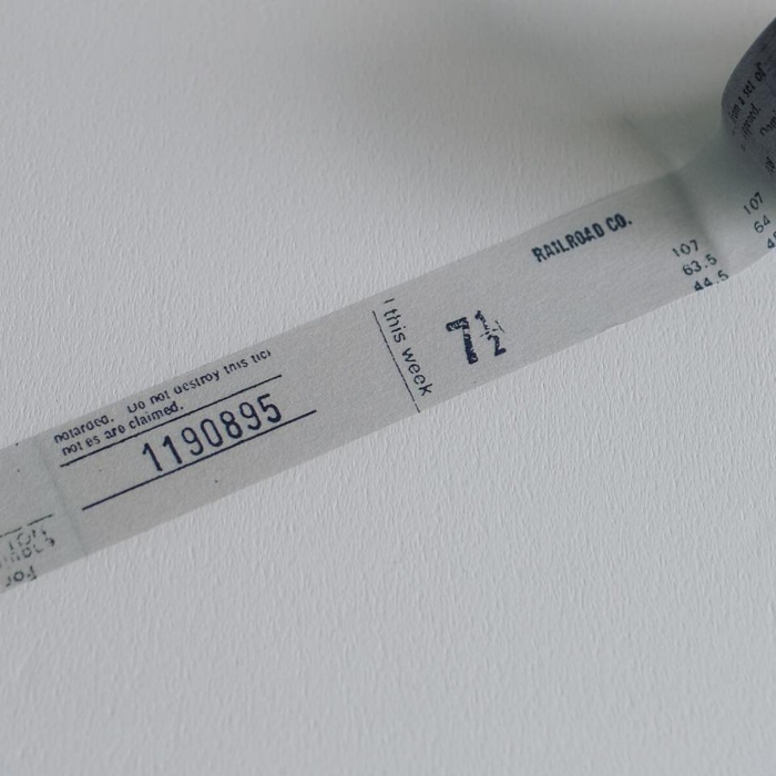YOHAKU washi tape titled 'Akinomori' (Y-116), featuring a beautiful soft grey collage design, Japanese stationery perfect for adding a sophisticated themed touch to planners, journals, and crafts.