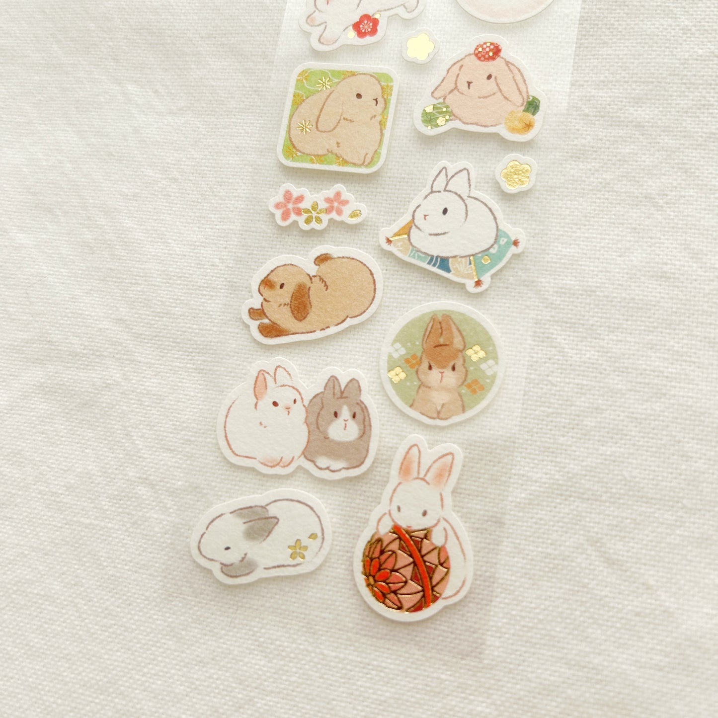 NB Gold Foil Stickers - Flower Rabbit