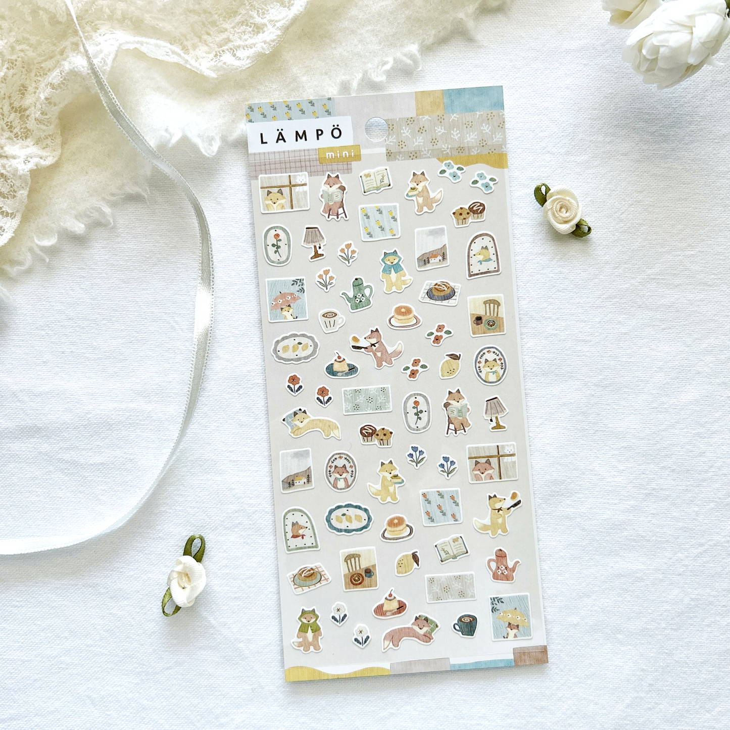 Mind Wave Lampo - Fox and Rain sticker sheet. Perfect for journaling, scrapbooking, bullet journal, and creative craft projects.