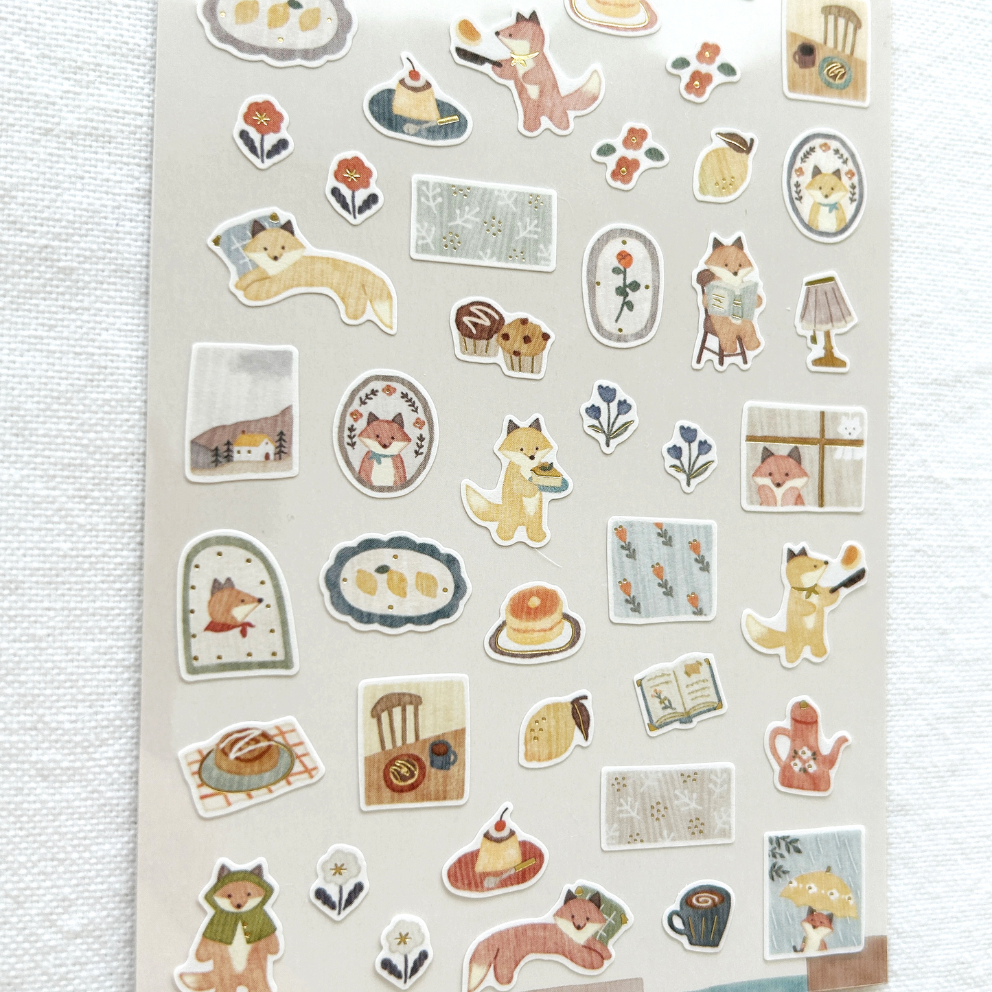 Mind Wave Lampo - Fox and Rain sticker sheet. Perfect for journaling, scrapbooking, bullet journal, and creative craft projects.