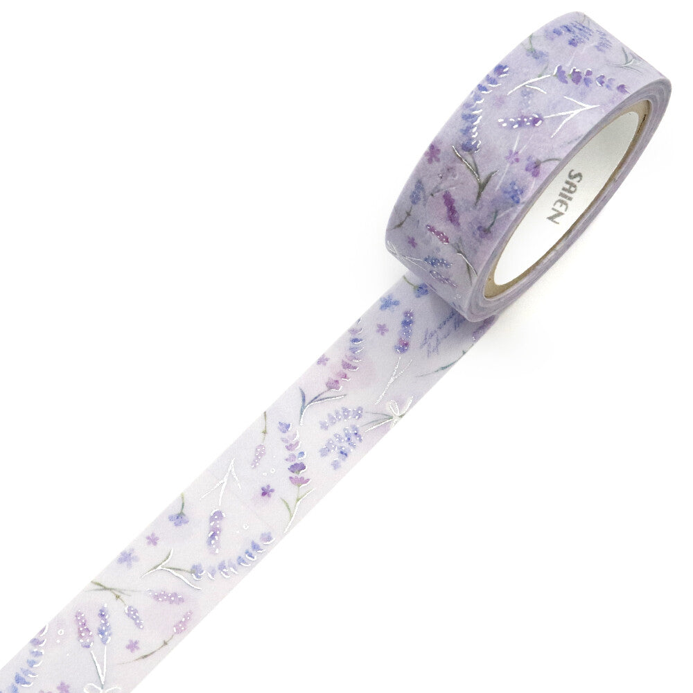 Saien Silver Foil Washi Tape - Lavender Fields