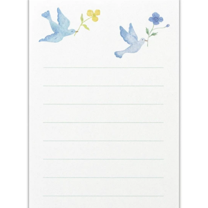 Mitchikusa Letterset - Blue Bird, a beautiful stationery set featuring serene blue bird illustrations, ideal for heartfelt letters and personal notes.