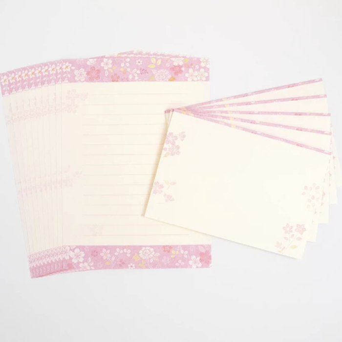 Wanowa Letterset - Flowering Plants, a beautiful Japanese stationery set featuring illustrations of vibrant blooming plants, ideal for heartfelt letters and special notes.