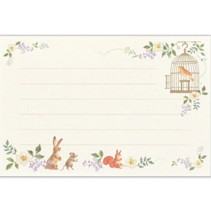 Mitchikusa Letterset - Nightingale, a charming stationery set adorned with delicate nightingale illustrations, perfect for writing thoughtful letters and notes.