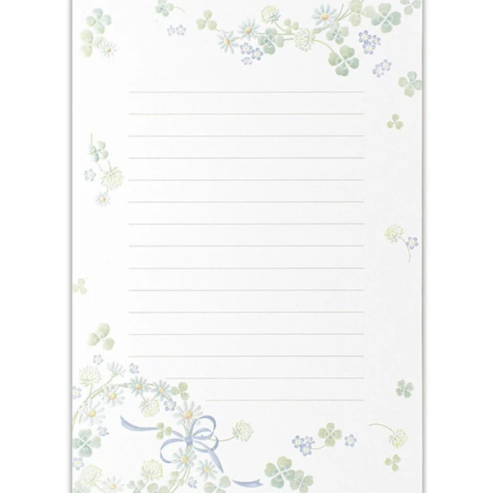 Letterset - Pearl Clover, a beautifully designed stationery set featuring soft clover motifs with pearlescent details, ideal for letters, notes, and heartfelt messages.