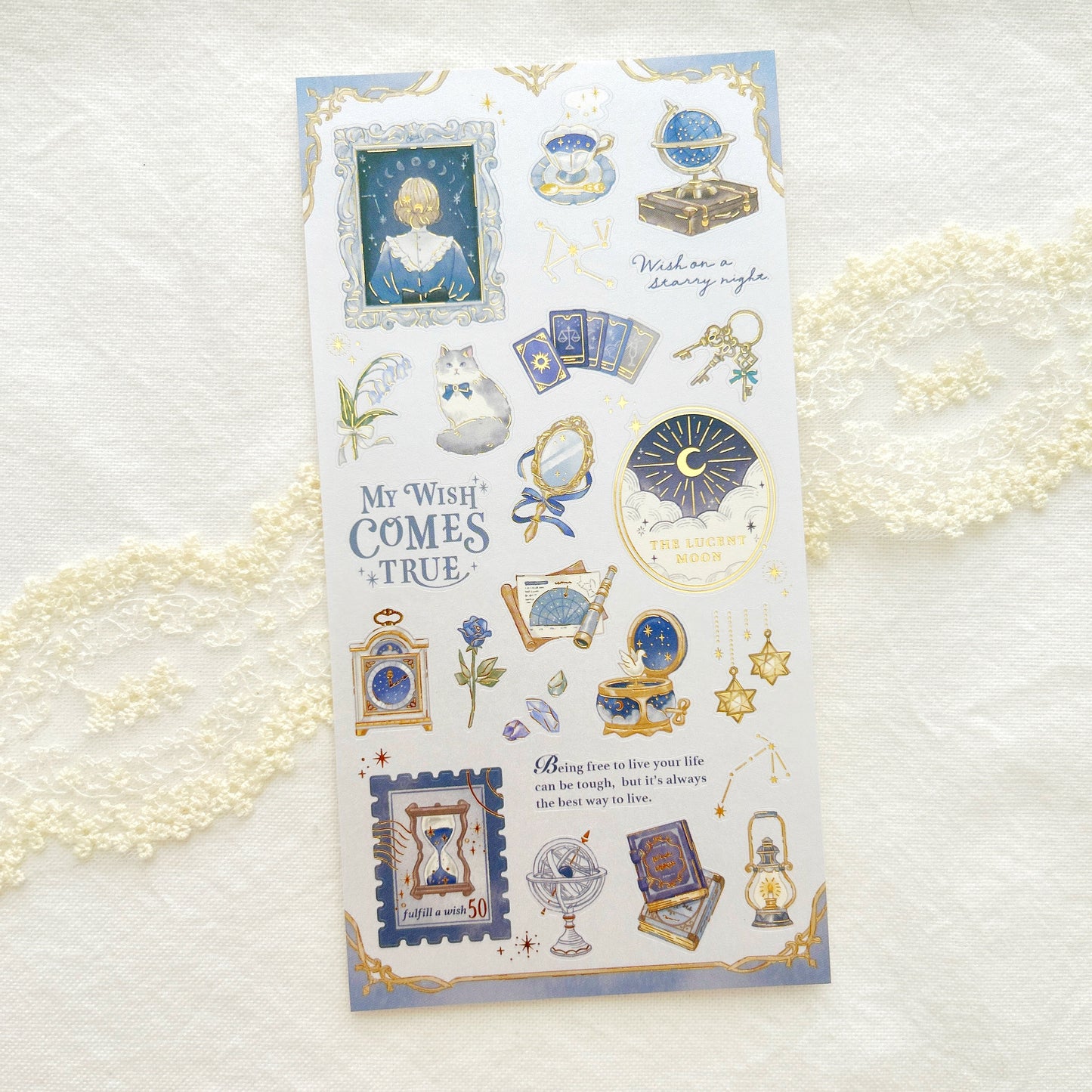 Decorative sticker sheet with vintage style illustrations