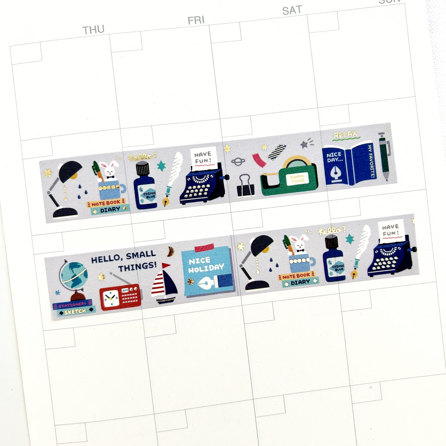 eric Washi Tape - My Desk featuring charming illustrations of cozy scenes and favorite spots, perfect for journaling, scrapbooking, and adding a personal touch to crafts and stationery.