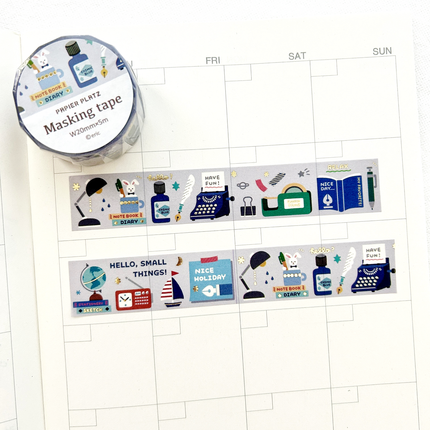 eric Washi Tape - My Desk featuring charming illustrations of cozy scenes and favorite spots, perfect for journaling, scrapbooking, and adding a personal touch to crafts and stationery.