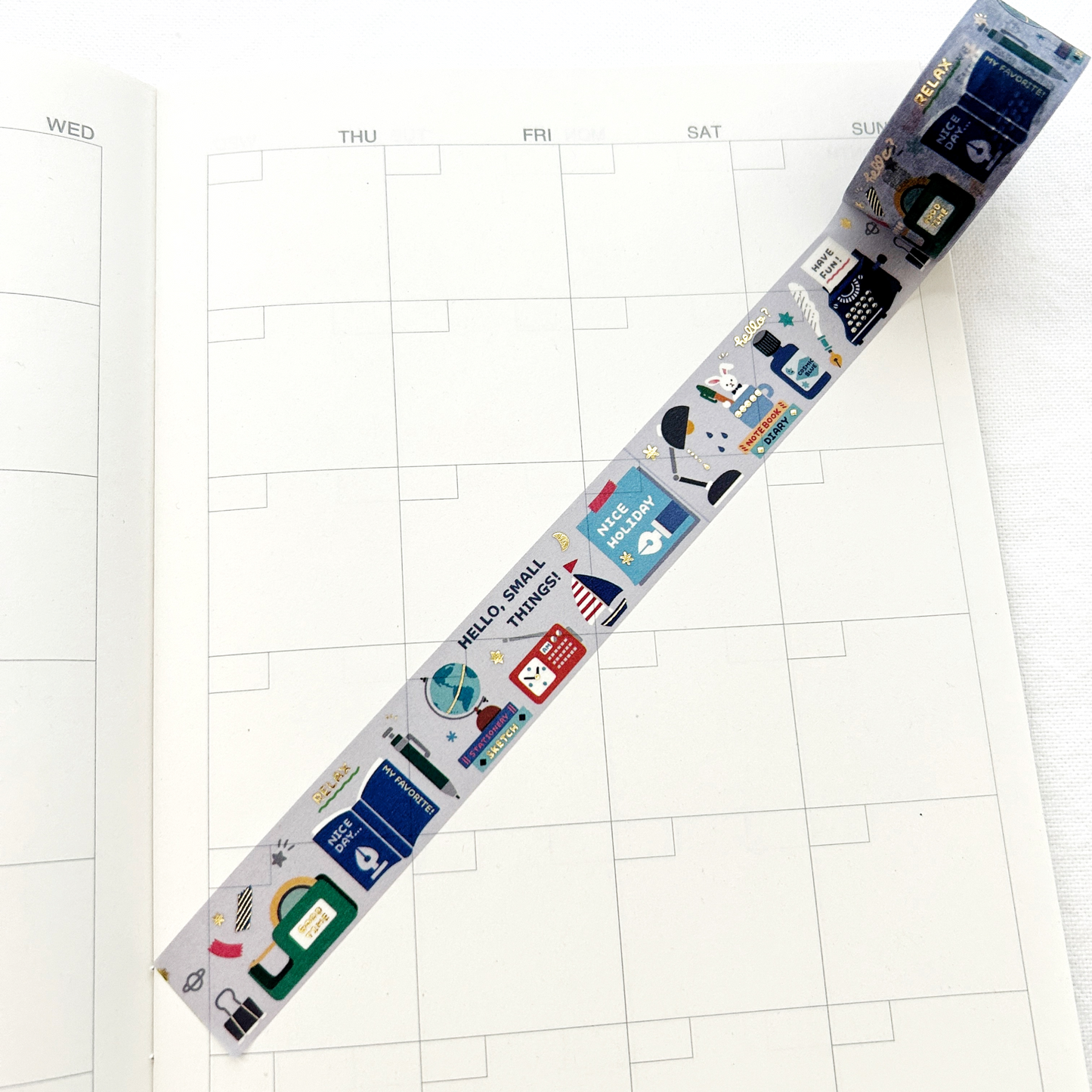 eric Washi Tape - My Desk featuring charming illustrations of cozy scenes and favorite spots, perfect for journaling, scrapbooking, and adding a personal touch to crafts and stationery.