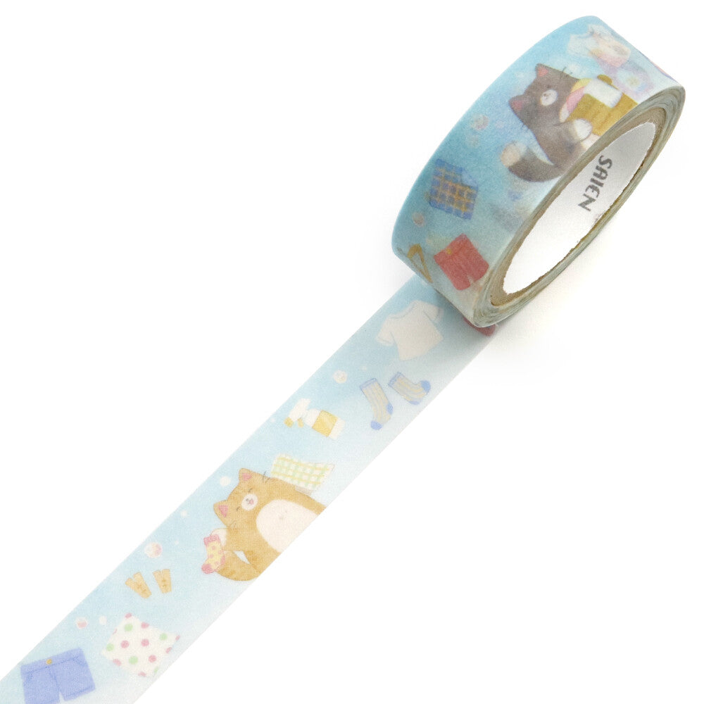 Saien Washi Tape - Neko Laundry Day