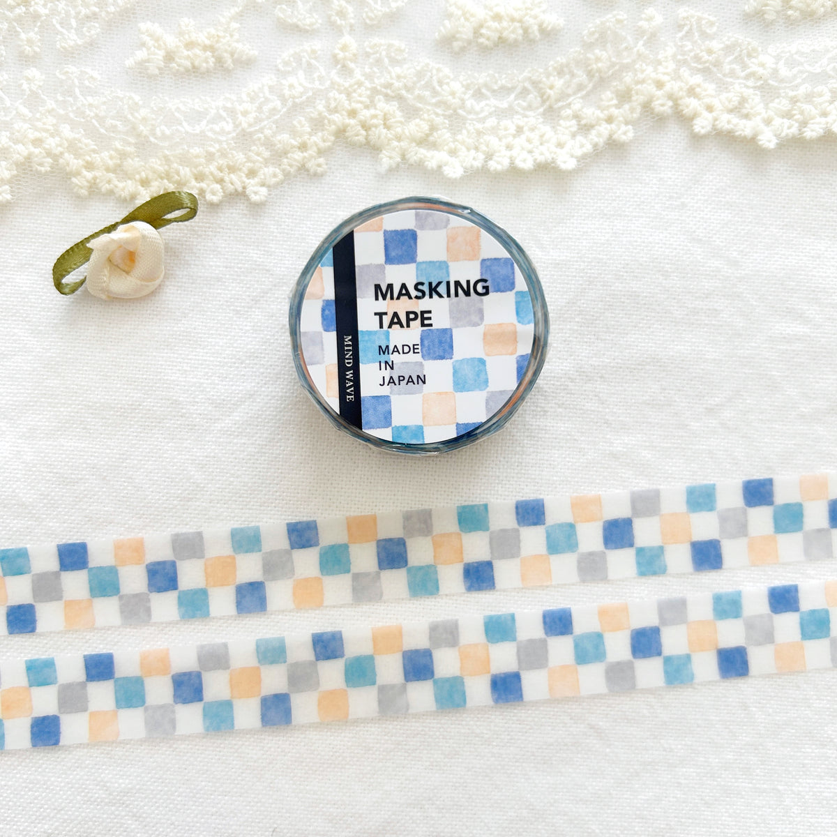 Mind Wave Washi Tape - Check Pattern 30 - Blue Square