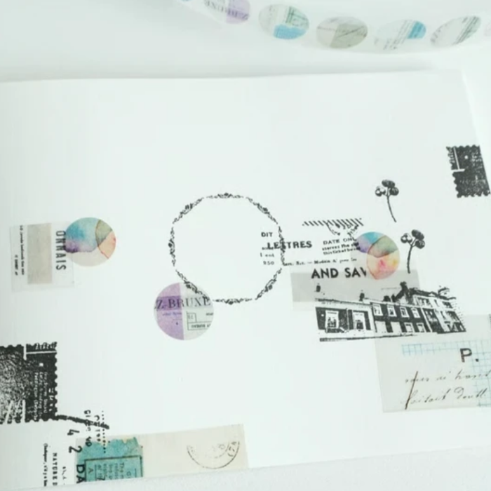 Yohaku's PET Waltz tape features transparent background allows it to layer beautifully on journals, planners, and scrapbooks.