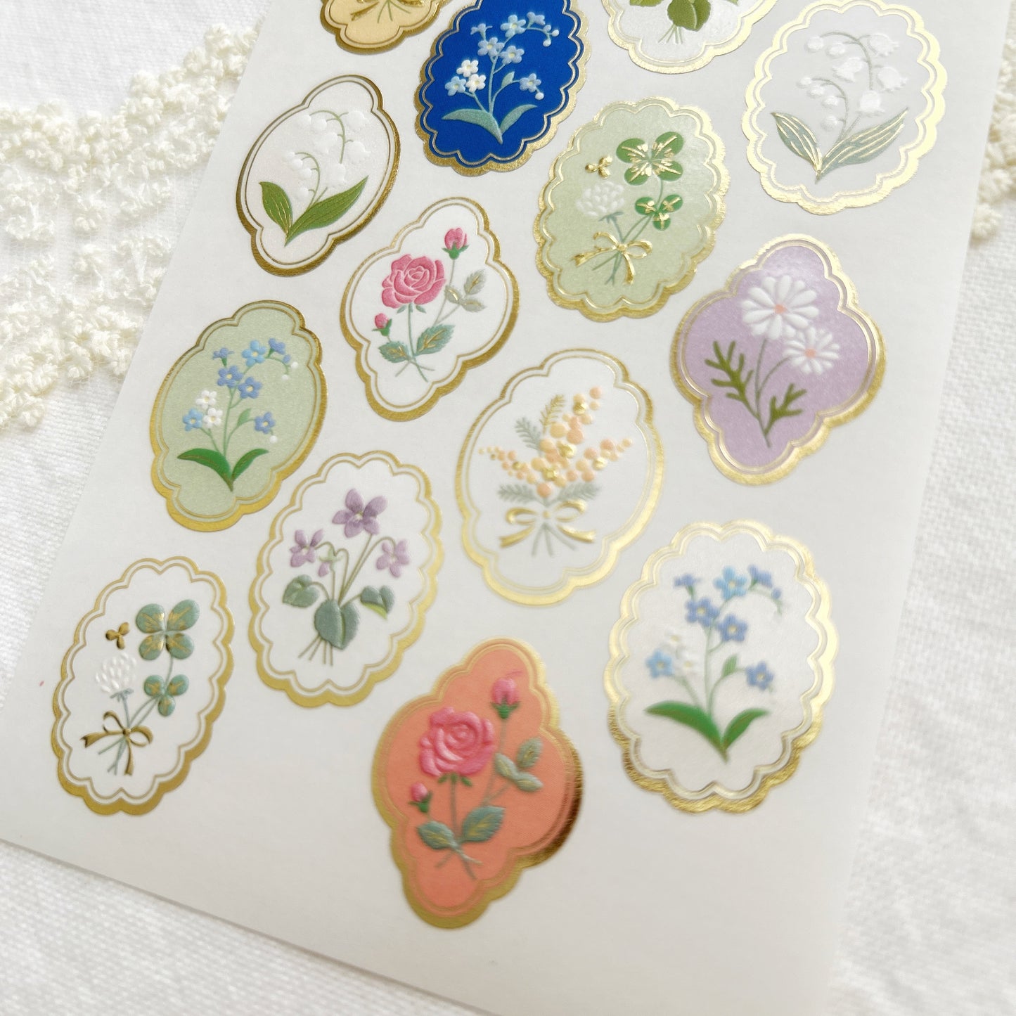 Japanese Pearl and Gold Foil Stickers - Pearl Antique