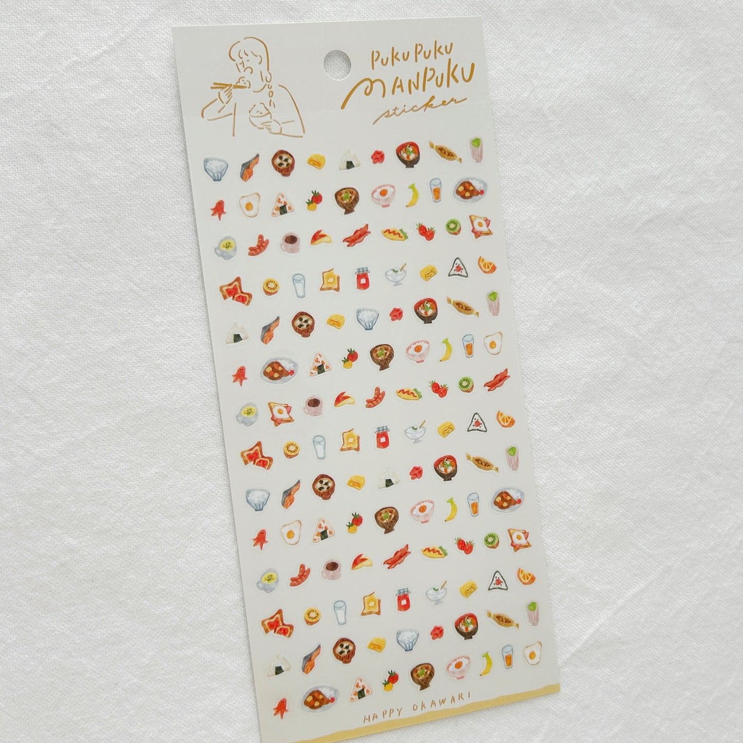 Sheet of decorative stickers with various food icons