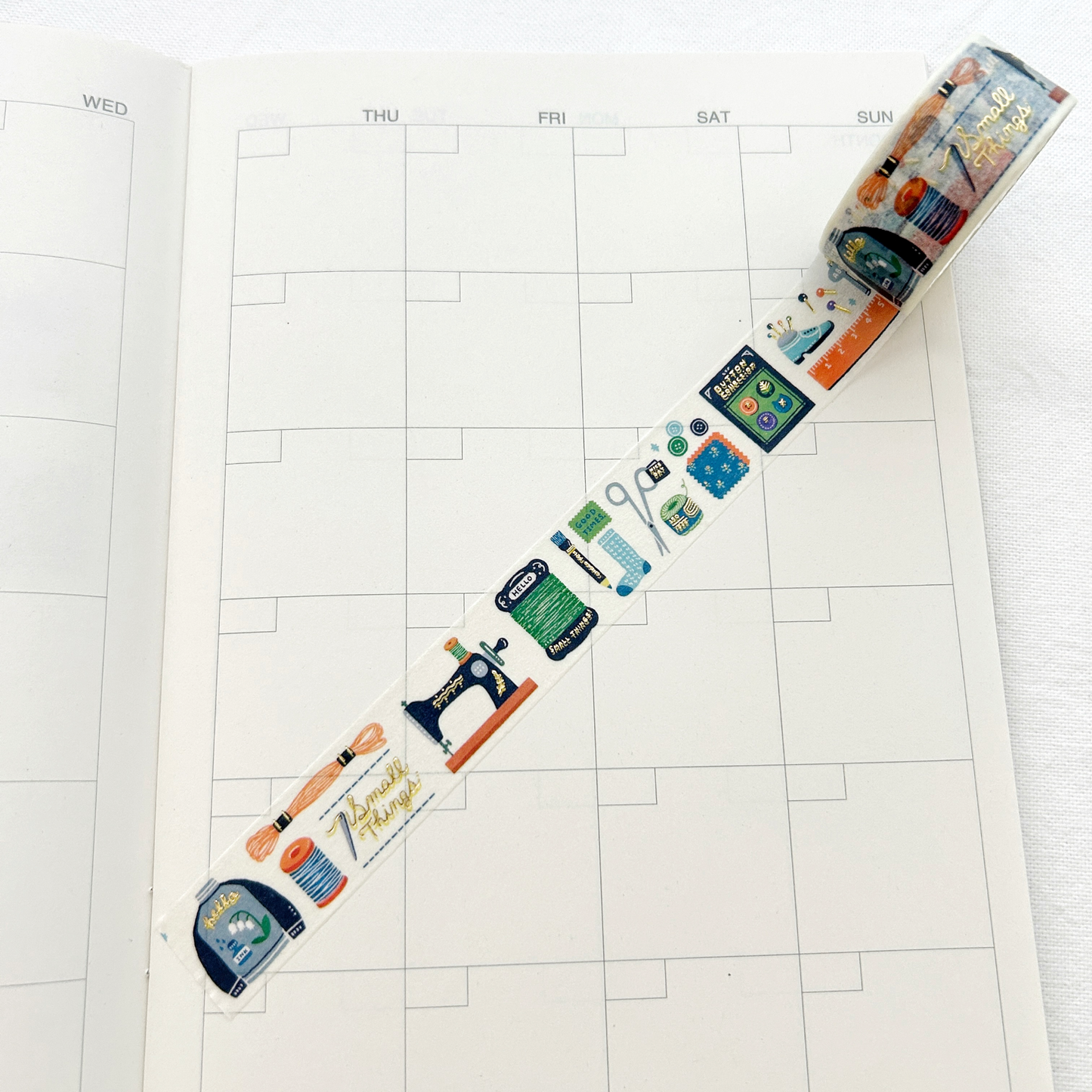 eric Washi Tape - Sewing, featuring charming illustrations of cozy scenes and favorite spots, perfect for journaling, scrapbooking, and adding a personal touch to crafts and stationery.