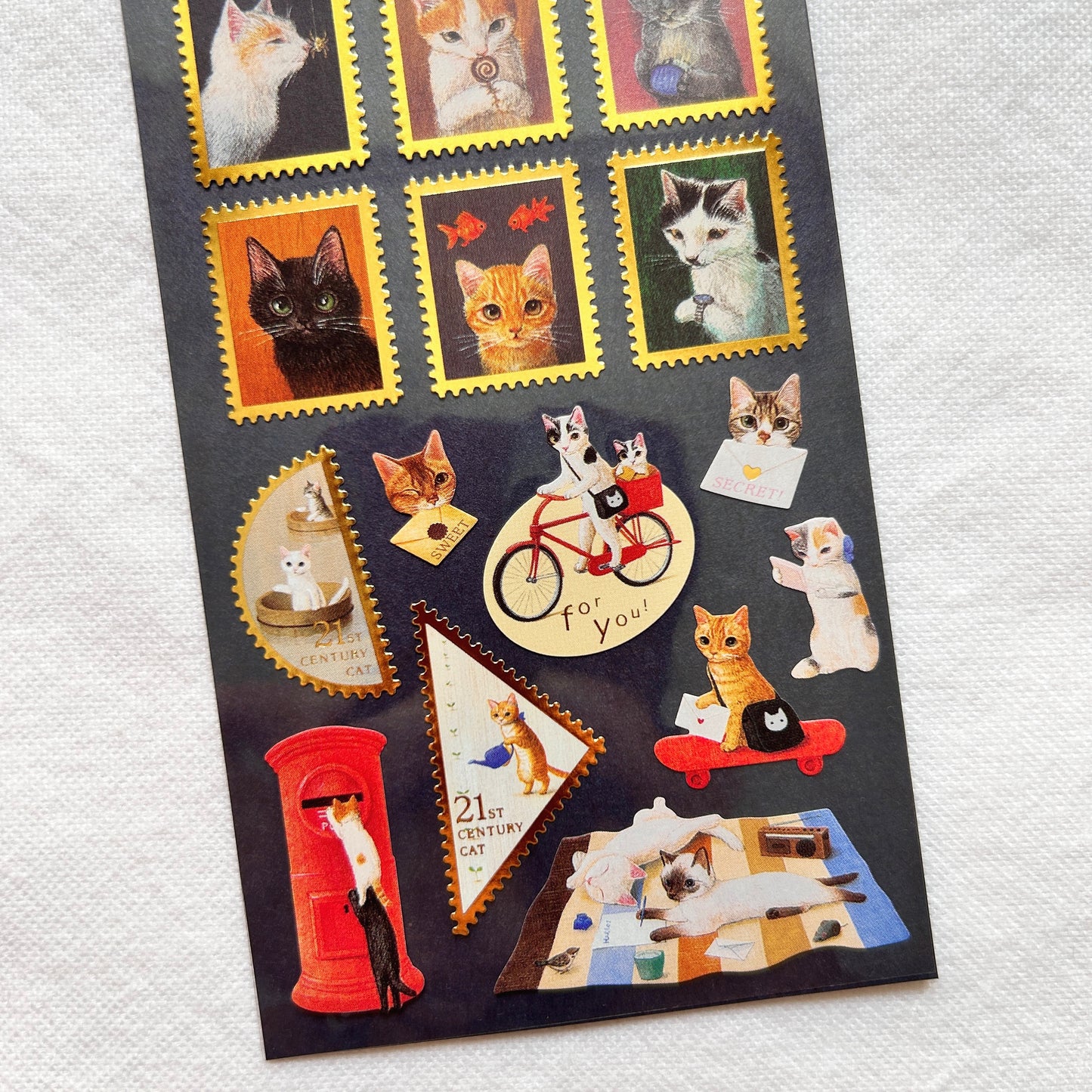Pottering Cat Stamp Style Sticker - Collection 1