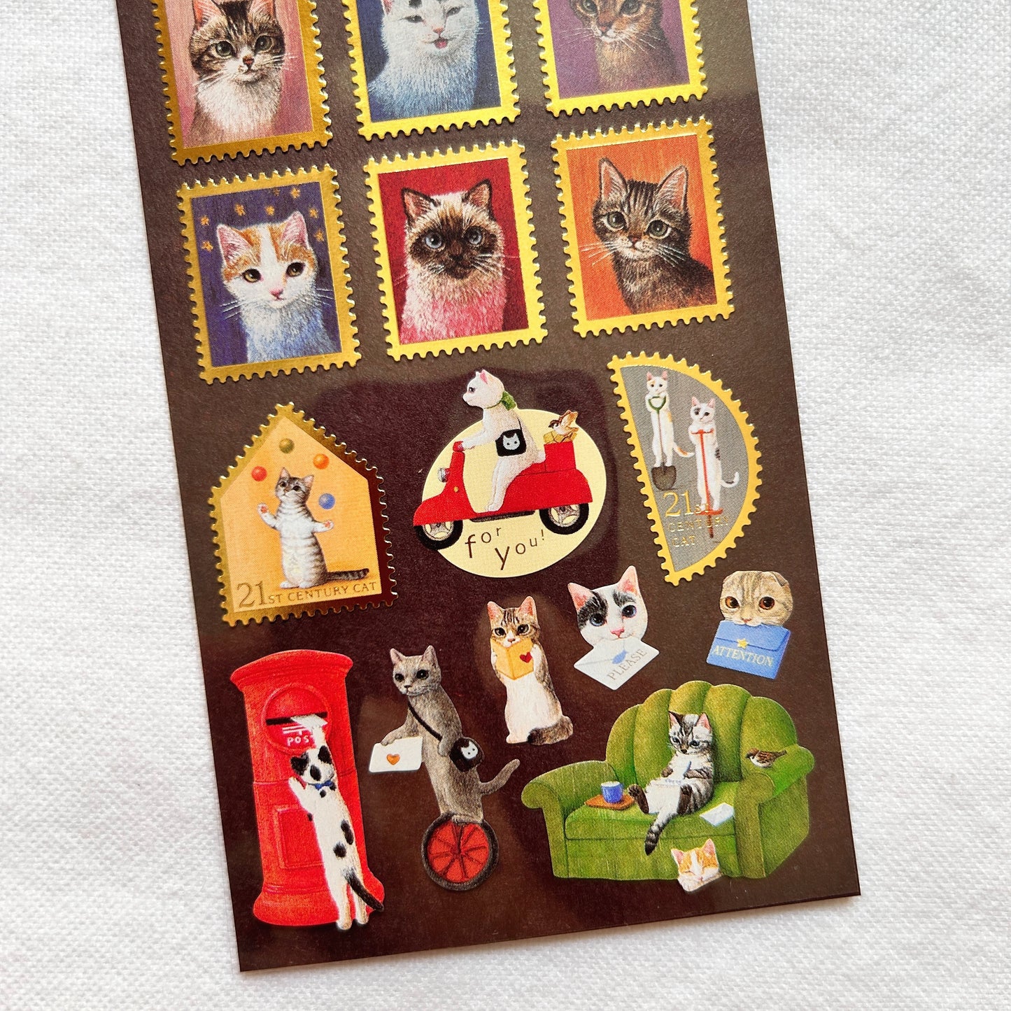 Pottering Cat Stamp Style Sticker - Collection 2