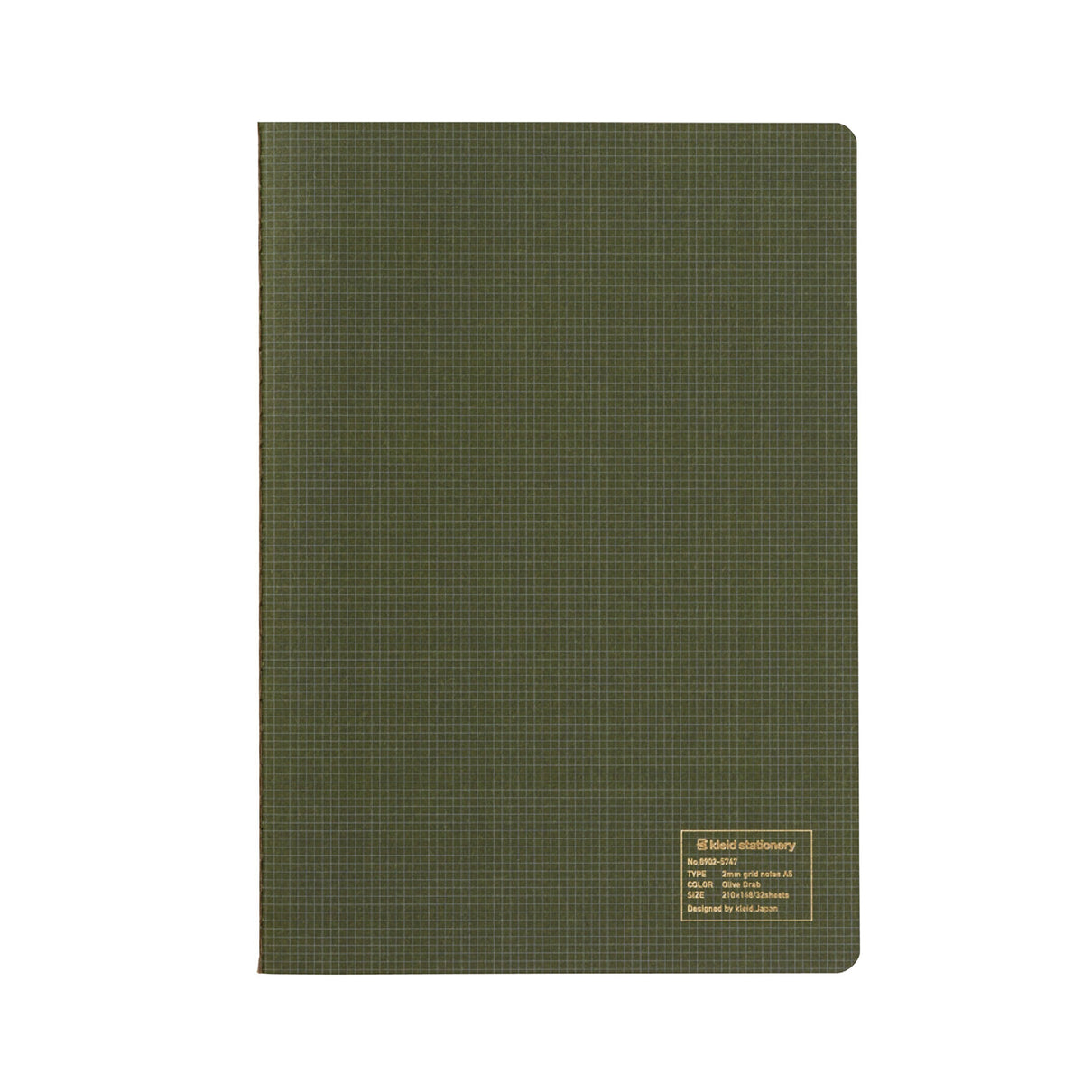 Kleid A5 2MM Grid Notebook - Olive Drab - Cream Paper