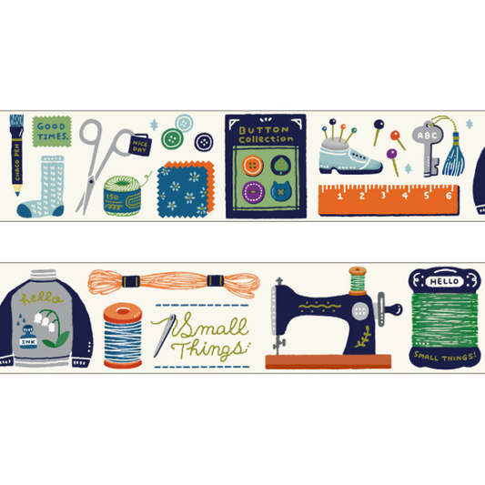 eric Washi Tape - Sewing, decorative tape featuring charming illustrations of cozy scenes and favorite spots, perfect for journaling, scrapbooking, and adding a personal touch to crafts and stationery.