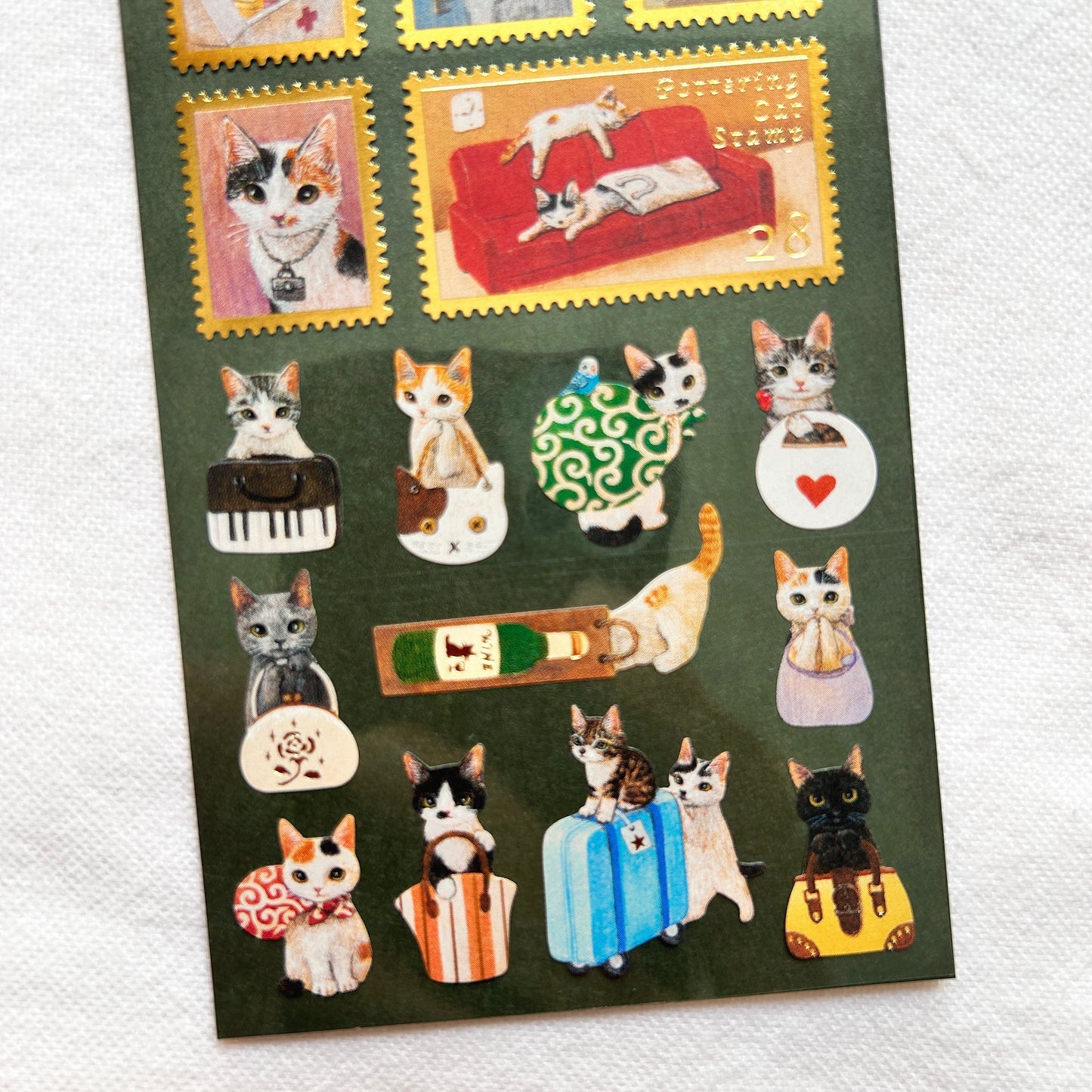 Pottering Cat Stamp Style Sticker - Collection 3