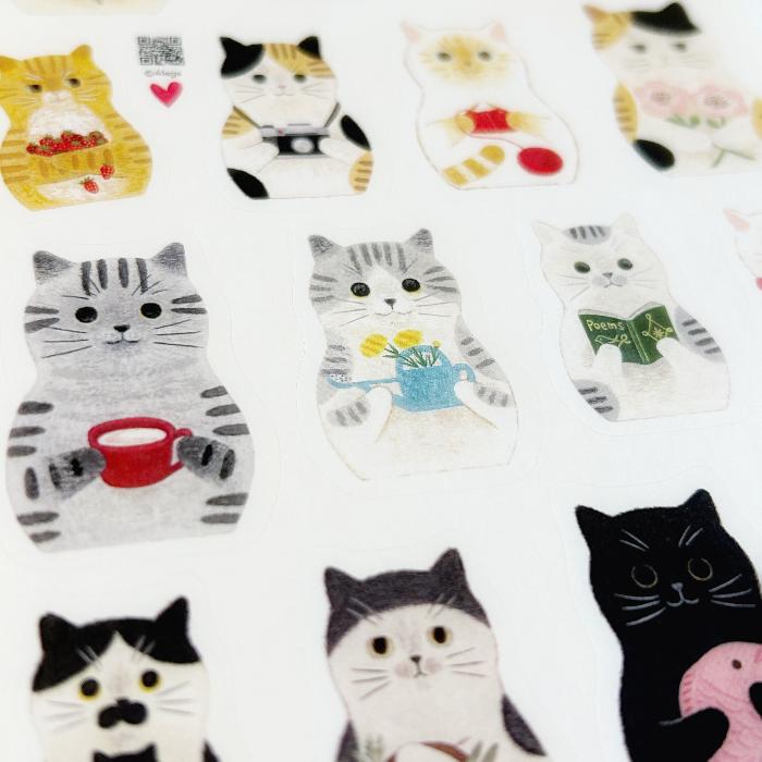 4Legs sticker sheet titled 'Cat Matryoshka,' featuring adorable cat illustrations inspired by matryoshka dolls, Japanese stationery ideal for decorating planners, journals, and crafts.